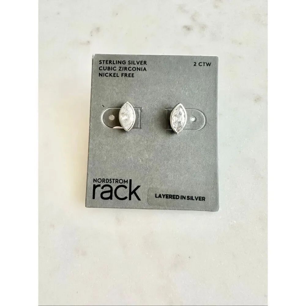 Nordstrom‘s Marquise sterling silver cubic zirconia 2 CTW stud earrings